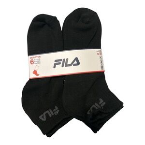 FILA Athletic Quarter Socks 5Pk Black Arch Support, Cushioned, Fits Shoe Sz 8-12